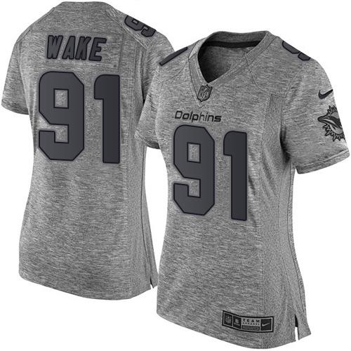 Miami Dolphins #91 Cameron Wake Gray Women's Stitched Limited Gridiron Gray Jersey Womens cheap jerseys for sale - CheapJerseys.Shop