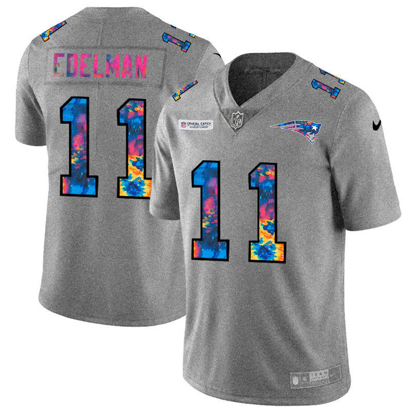 New England Patriots #11 Julian Edelman Men's Multi-Color 2020 Crucial Catch Jersey Greyheather cheap jerseys for sale - CheapJerseys.Shop