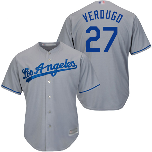 Los Angeles Dodgers #27 Alex Verdugo Grey Cool Base Stitched Youth Jersey Youth cheap jerseys for sale - CheapJerseys.Shop