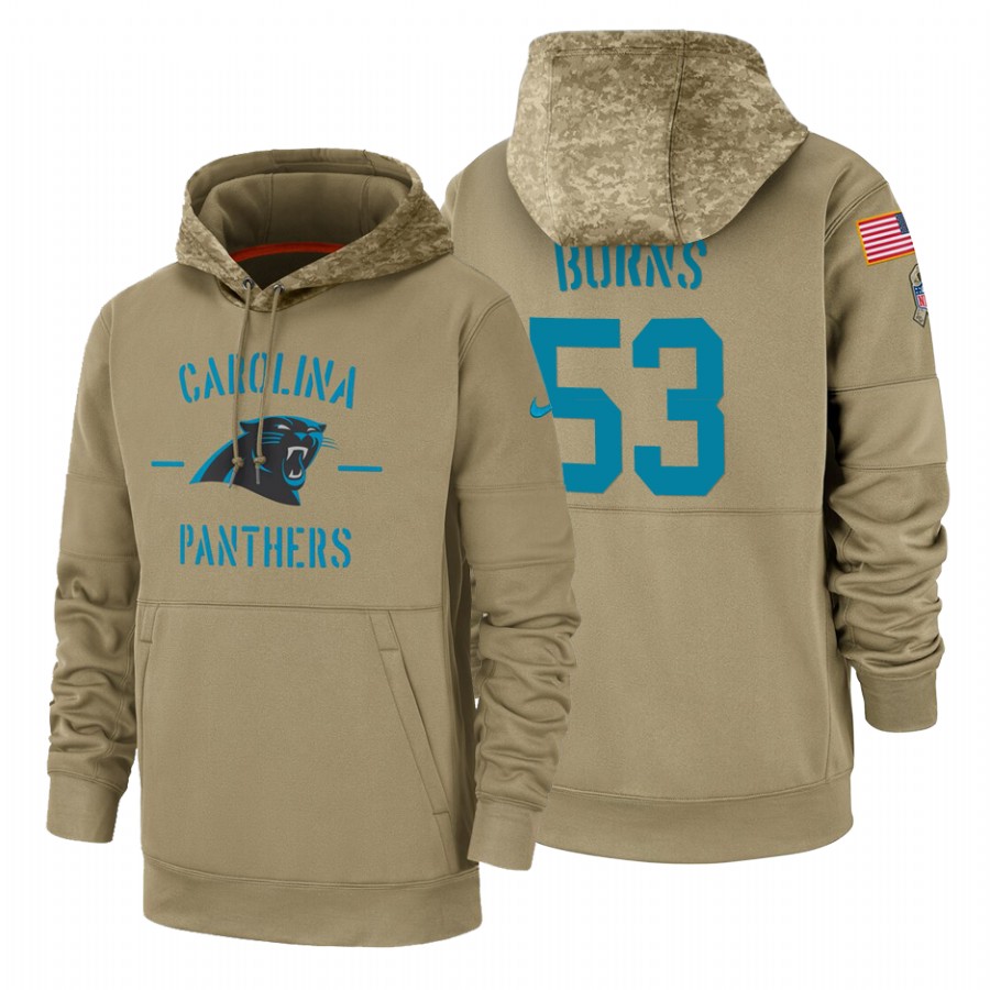 Carolina Panthers #53 Brian Burns Tan 2019 Salute To Service Name & Number Sideline Therma Pullover Hoodie cheap jerseys for sale - CheapJerseys.Shop