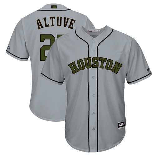 Houston Astros #27 Jose Altuve Grey New Cool Base 2018 Memorial Day Stitched Jersey Men's cheap jerseys for sale - CheapJerseys.Shop