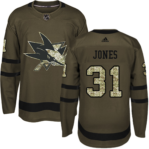 San Jose Sharks #31 Martin Jones Green Salute to Service Stitched Jersey Men's cheap jerseys for sale - CheapJerseys.Shop