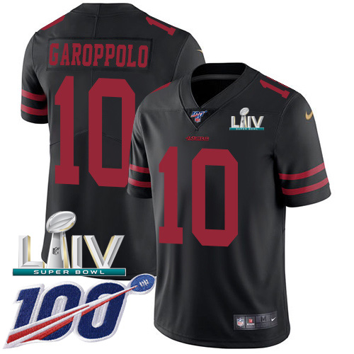 49ers #10 Jimmy Garoppolo Black Super Bowl LIV 2020 Alternate Youth Stitched 100th Season Vapor Limited Jersey cheap jerseys for sale - CheapJerseys.Shop