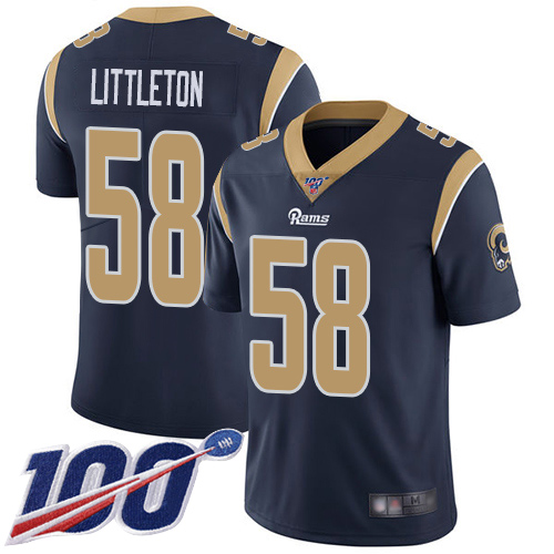 Los Angeles Rams #58 Cory Littleton Navy Blue Team Color Men's Stitched 100th Season Vapor Limited Jersey Men's cheap jerseys for sale - CheapJerseys.Shop