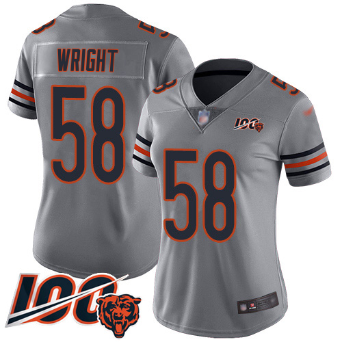 Bears #58 Darnell Wright Silver Women's Stitched Limited Inverted Legend 100th Season Jersey cheap jerseys for sale - CheapJerseys.Shop