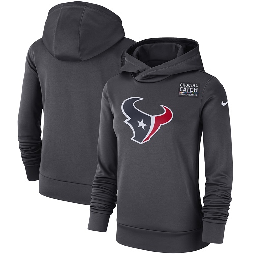 Women's Houston Texans Anthracite Crucial Catch Performance Pullover Hoodie cheap jerseys for sale - CheapJerseys.Shop