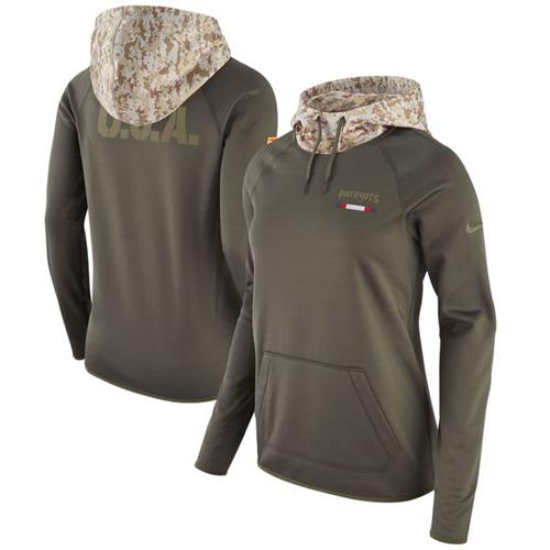 Women's New England Patriots Olive Salute To Service Performance Pullover Hoodie cheap jerseys for sale - CheapJerseys.Shop