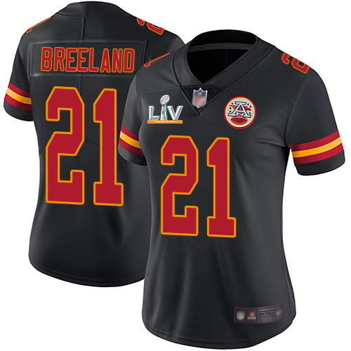 Kansas City Chiefs #21 Bashaud Breeland Black Women's Super Bowl LV Bound Stitched Limited Rush Jersey Womens cheap jerseys for sale - CheapJerseys.Shop