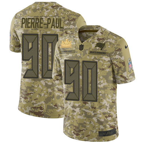 Tampa Bay Buccaneers #90 Jason Pierre-Paul Camo Men's Super Bowl LV Champions Patch Stitched Limited 2018 Salute To Service Jersey Men's cheap jerseys for sale - CheapJerseys.Shop
