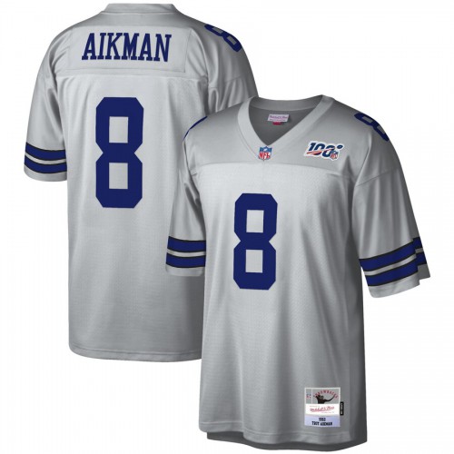 Dallas Dallas Cowboys #8 Troy Aikman Mitchell & Ness 100 Retired Player Platinum Jersey Men's cheap jerseys for sale - CheapJerseys.Shop