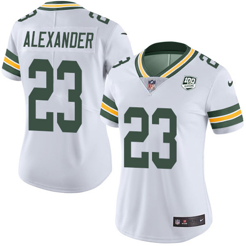 Packers #23 Jaire Alexander White Women's 100th Season Stitched Vapor Untouchable Limited Jersey cheap jerseys for sale - CheapJerseys.Shop