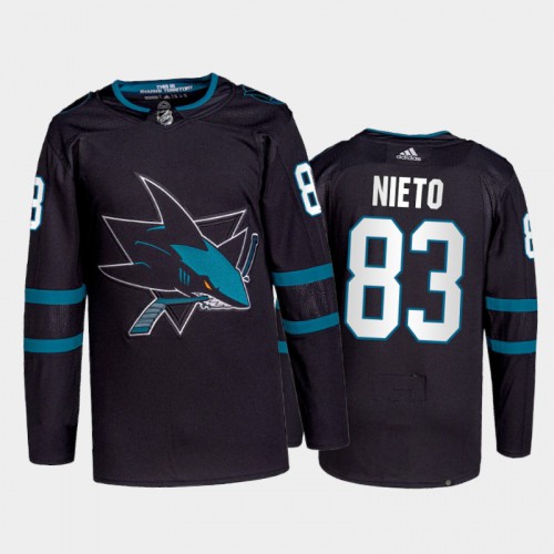 San Jose Sharks #83 Matt Nieto Men's 2021-22 Alternate Authentic Jersey - Black Men's cheap jerseys for sale - CheapJerseys.Shop