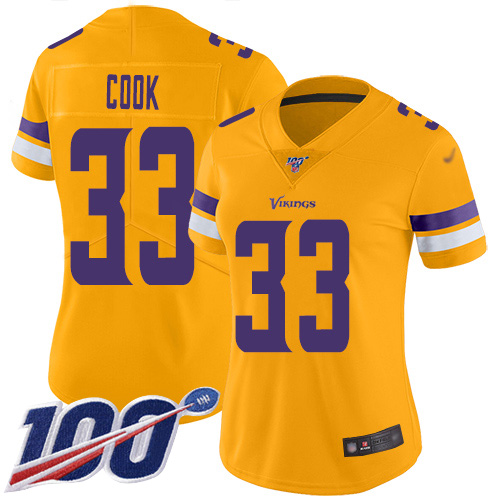Minnesota Vikings #33 Dalvin Cook Gold Women's Stitched Limited Inverted Legend 100th Season Jersey Womens cheap jerseys for sale - CheapJerseys.Shop
