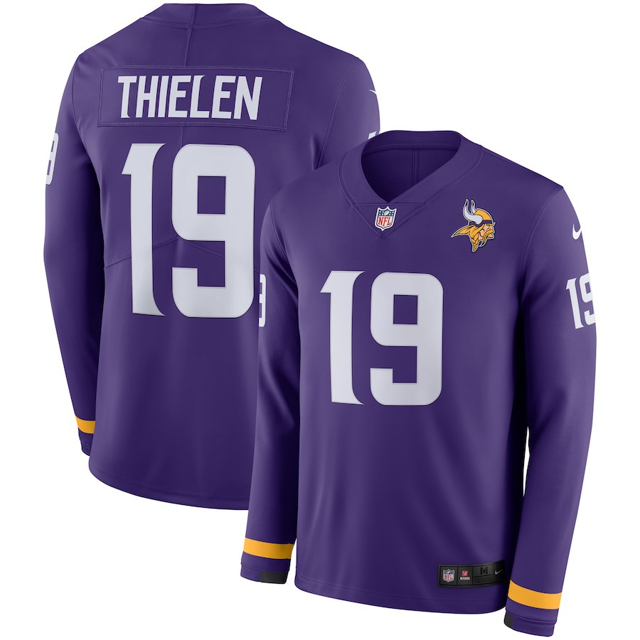 Men's Vikings #19 Adam Thielen Purple Team Color Men's Stitched Limited Therma Long Sleeve Jersey cheap jerseys for sale - CheapJerseys.Shop