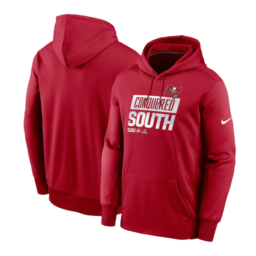 Tampa Bay Buccaneers Men's Red 2022 NFC South Division Champions Locker Room Trophy Collection Pullover Hoodie cheap jerseys for sale - CheapJerseys.Shop