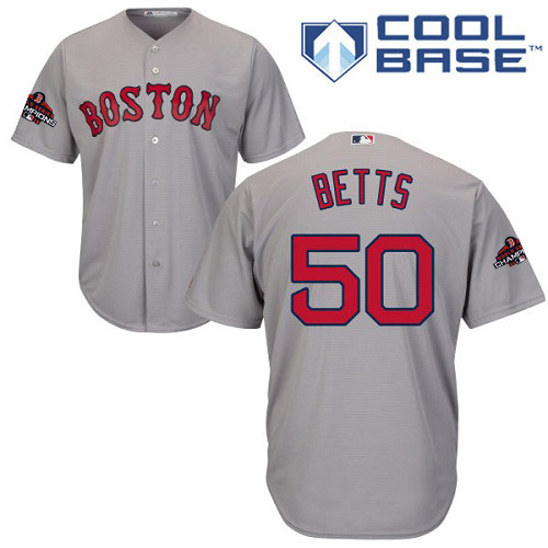 Boston Red Sox #50 Mookie Betts Grey Cool Base 2018 World Series Champions Stitched Youth Jersey Youth cheap jerseys for sale - CheapJerseys.Shop