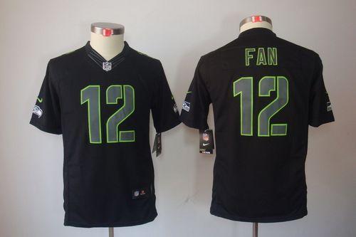 Seahawks #12 Fan Black Impact Youth Stitched Limited Jersey cheap jerseys for sale - CheapJerseys.Shop
