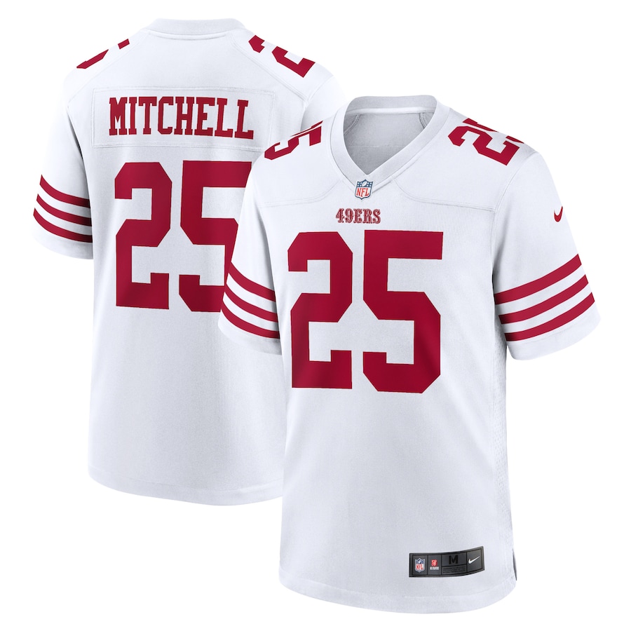 San Francisco 49ers #25 Elijah Mitchell Men's 2022 Player Game Jersey - White cheap jerseys for sale - CheapJerseys.Shop