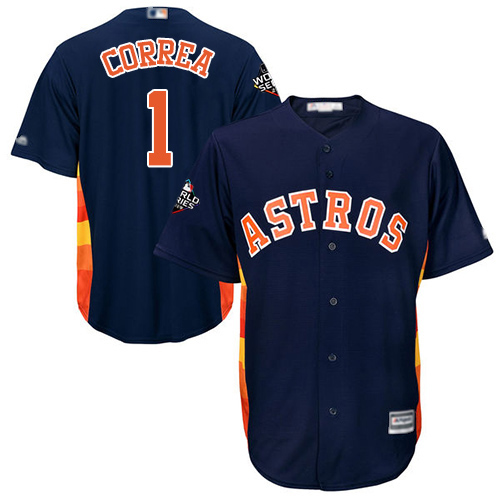 Houston Astros #1 Carlos Correa Navy Blue Cool Base 2019 World Series Bound Stitched Youth Jersey Youth cheap jerseys for sale - CheapJerseys.Shop