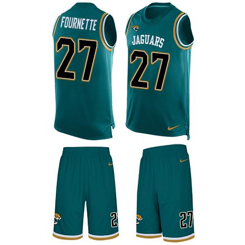 Jaguars #27 Leonard Fournette Teal Green Alternate Men's Stitched Limited Tank Top Suit Jersey cheap jerseys for sale - CheapJerseys.Shop