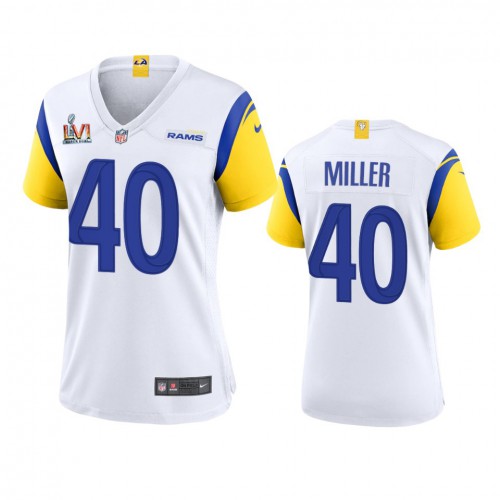 Los Angeles Los Angeles Rams #40 Von Miller Women's Super Bowl LVI Patch Alternate Game Jersey - White Womens cheap jerseys for sale - CheapJerseys.Shop