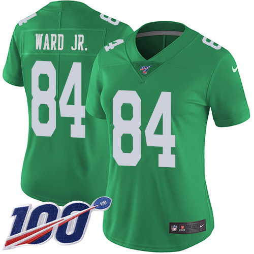 Philadelphia Eagles #84 Greg Ward Jr. Green Women's Stitched Limited Rush 100th Season Jersey Womens cheap jerseys for sale - CheapJerseys.Shop