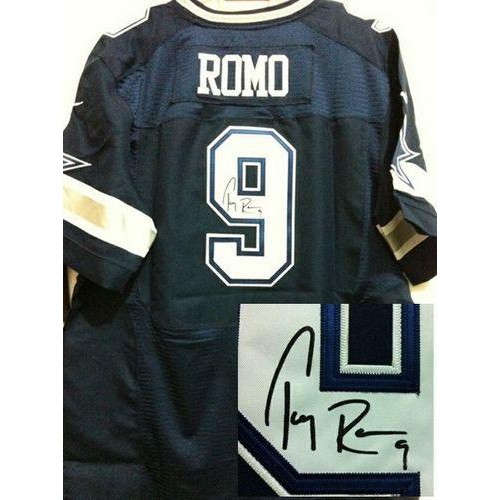 Dallas Cowboys #9 Tony Romo Navy Blue Team Color Men's Stitched Elite Autographed Jersey Men's cheap jerseys for sale - CheapJerseys.Shop