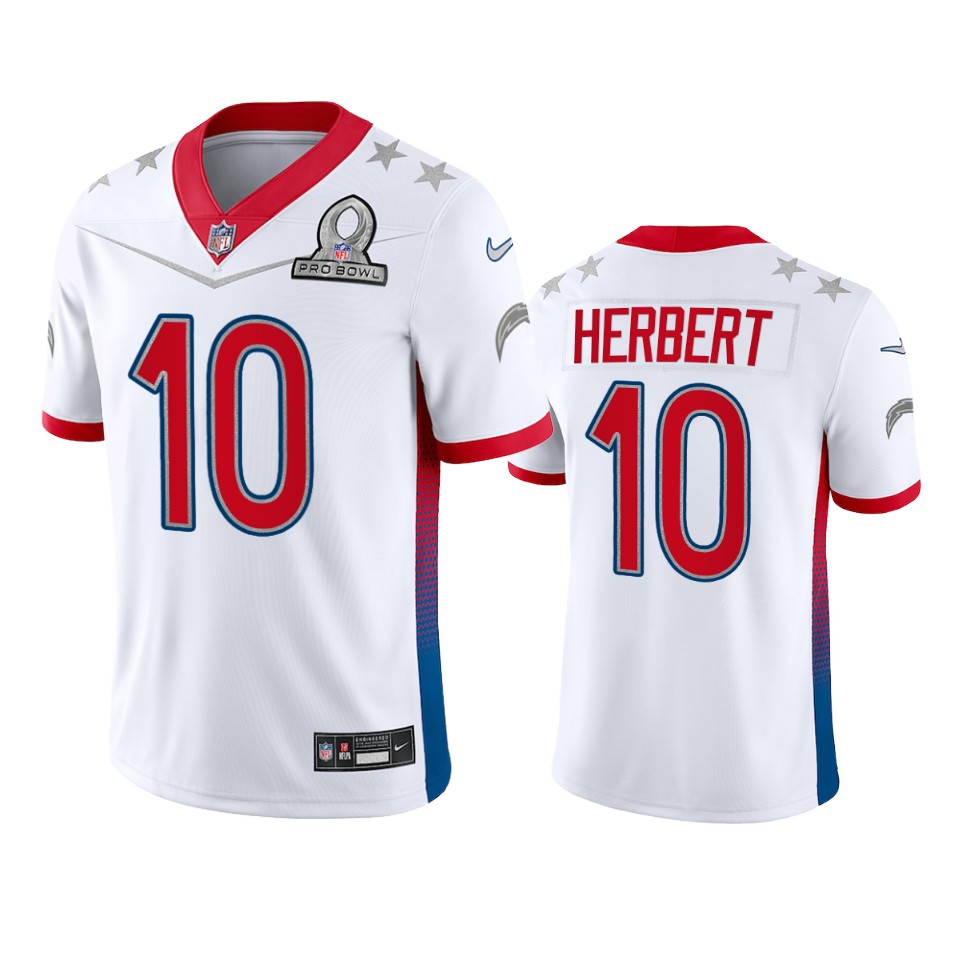 Chargers #10 Justin Herbert Men's 2022 AFC Pro Bowl Game Jersey White cheap jerseys for sale - CheapJerseys.Shop