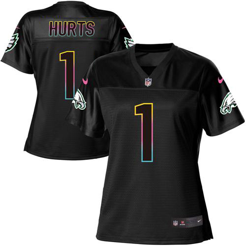 Eagles #1 Jalen Hurts Black Women's Fashion Game Jersey cheap jerseys for sale - CheapJerseys.Shop