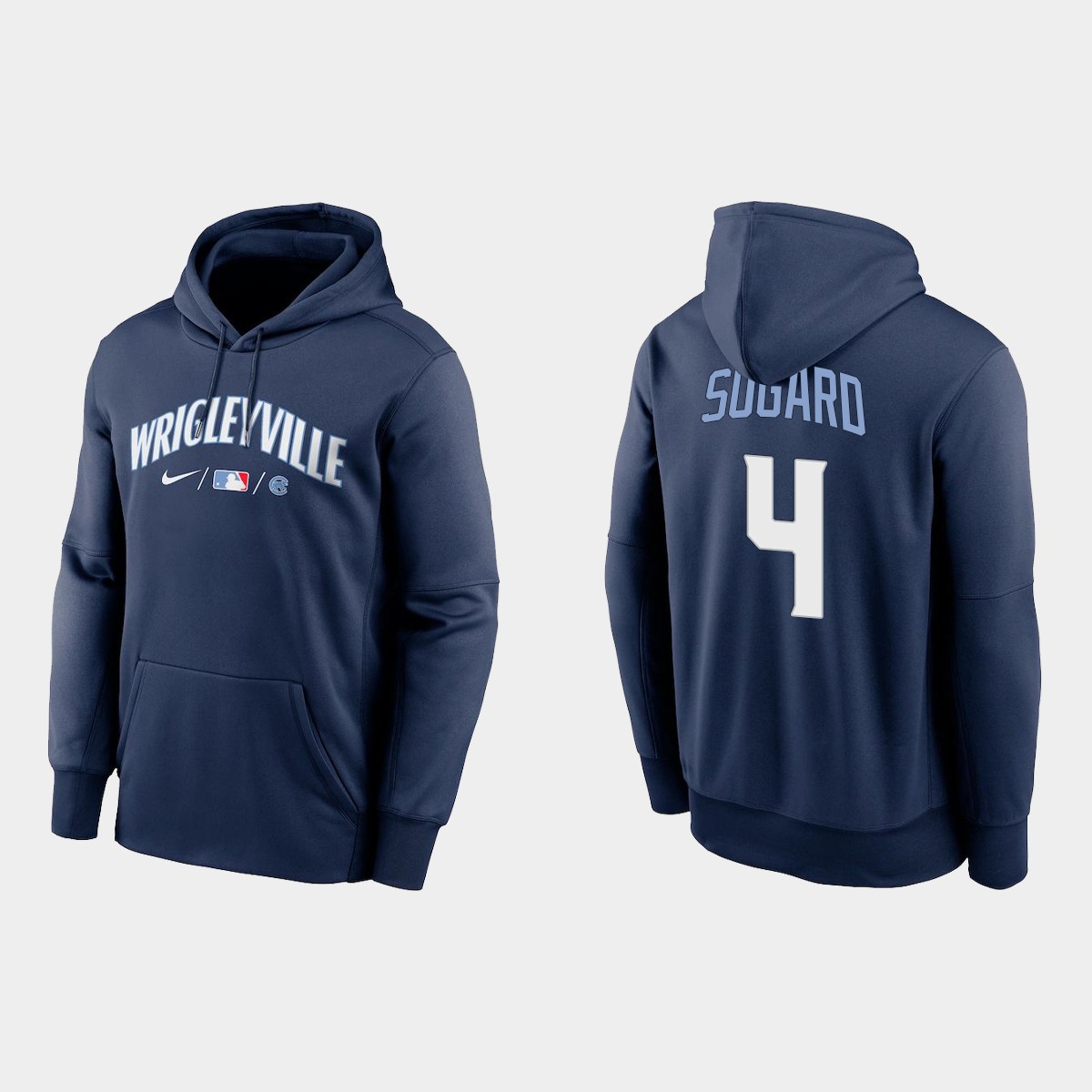 Chicago Cubs #4 Eric Sogard Men's 2021 City Connect Navy Therma Hoodie cheap jerseys for sale - CheapJerseys.Shop