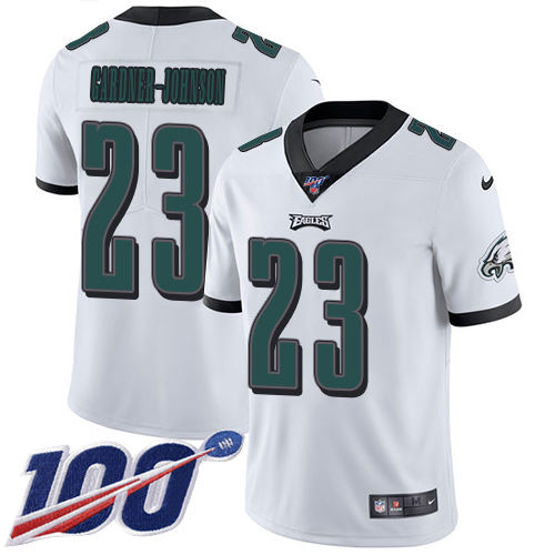 Eagles #23 C.J. Gardner-Johnson White Youth Stitched 100th Season Vapor Untouchable Limited Jersey cheap jerseys for sale - CheapJerseys.Shop