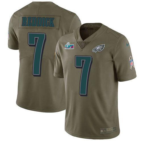 Eagles #7 Haason Reddick Olive Super Bowl LVII Patch Men's Stitched Limited 2017 Salute To Service Jersey cheap jerseys for sale - CheapJerseys.Shop