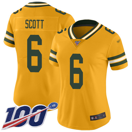Green Bay Packers #6 JK Scott Yellow Women's Stitched Limited Rush 100th Season Jersey Womens cheap jerseys for sale - CheapJerseys.Shop