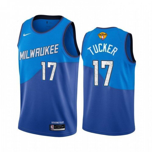 Milwaukee Bucks #17 P. J. Tucker Mens 2021 Finals Bound City Edition Jersey Blue Mens cheap jerseys for sale - CheapJerseys.Shop