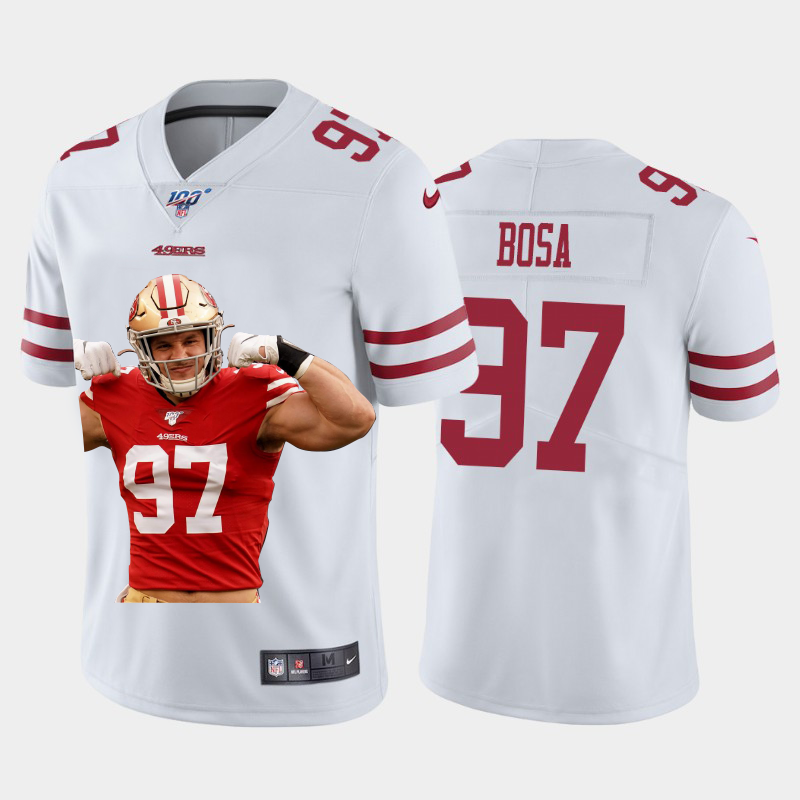 San Francisco 49ers #97 Nick Bosa Team Hero 1 Vapor Limited 100 Jersey White cheap jerseys for sale - CheapJerseys.Shop