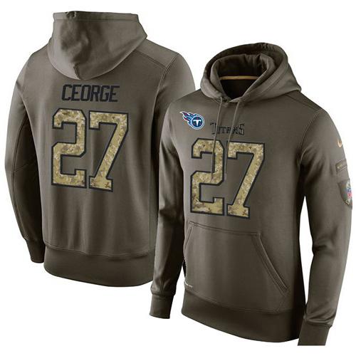 Men's Tennessee Titans #27 Eddie George Stitched Green Olive Salute To Service KO Performance Hoodie cheap jerseys for sale - CheapJerseys.Shop