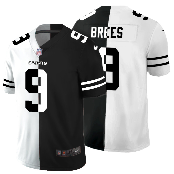 New Orleans Saints #9 Drew Brees Men's Black V White Peace Split Vapor Untouchable Limited Jersey cheap jerseys for sale - CheapJerseys.Shop