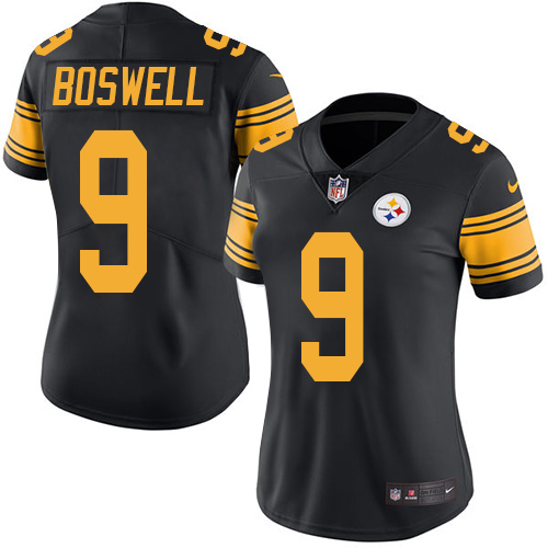 Pittsburgh Steelers #9 Chris Boswell Black Women's Stitched Limited Rush Jersey Womens cheap jerseys for sale - CheapJerseys.Shop