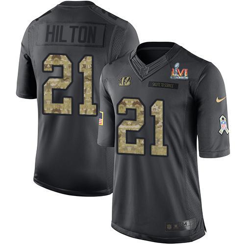 Cincinnati Bengals #21 Mike Hilton Black Super Bowl LVI Patch Men's Stitched Limited 2016 Salute to Service Jersey Men's cheap jerseys for sale - CheapJerseys.Shop
