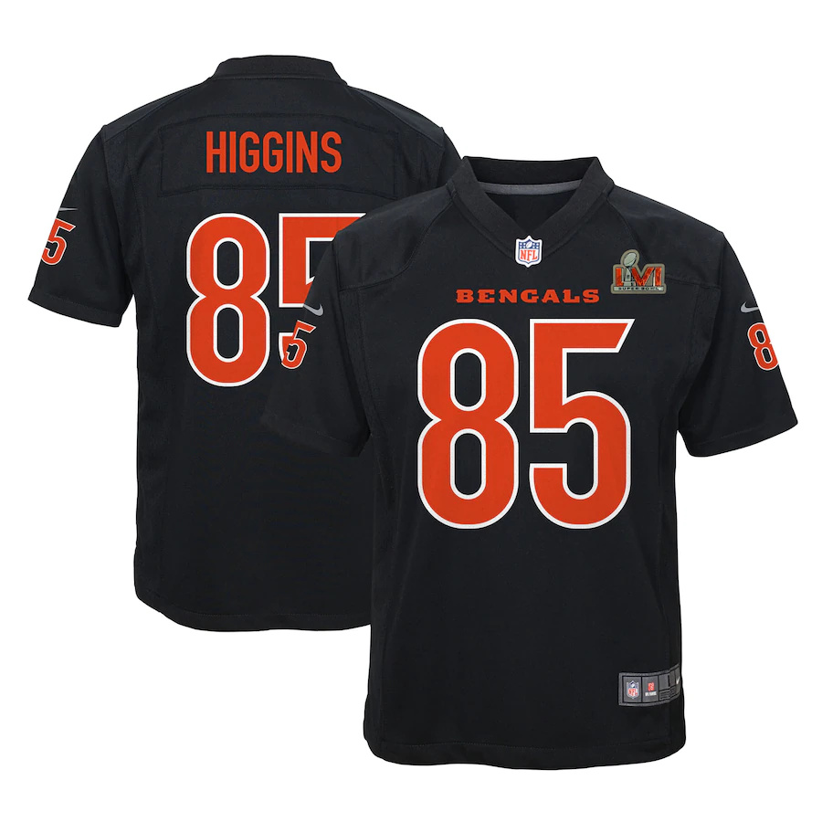 Cincinnati Bengals #85 Tee Higgins Black Youth Super Bowl LVI Bound Game Fashion Jersey cheap jerseys for sale - CheapJerseys.Shop