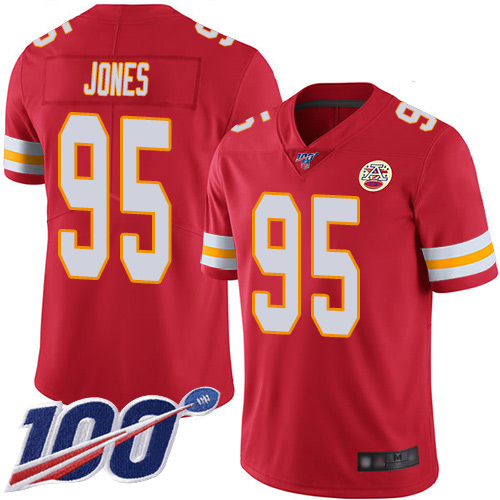 Chiefs #95 Chris Jones Red Team Color Men's Stitched 100th Season Vapor Limited Jersey cheap jerseys for sale - CheapJerseys.Shop