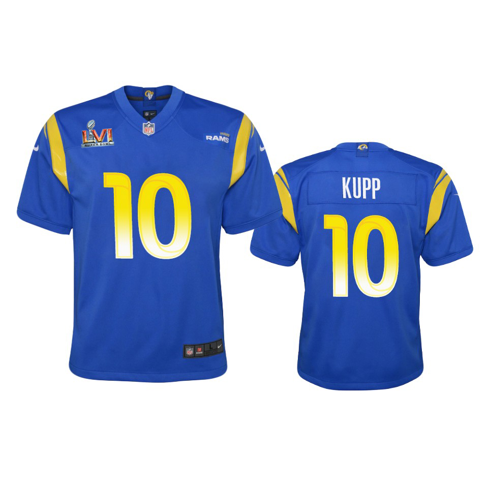 Los Angeles Rams #10 Cooper Kupp Youth Super Bowl LVI Patch Game Jersey - Royal cheap jerseys for sale - CheapJerseys.Shop