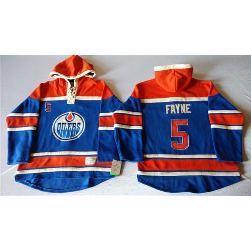 Edmonton Oilers #5 Mark Fayne Light Blue Sawyer Hooded Sweatshirt Stitched Jersey Men's cheap jerseys for sale - CheapJerseys.Shop