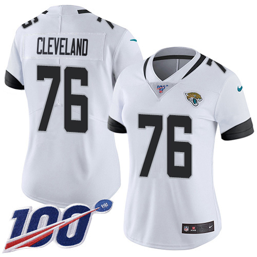 Jaguars #76 Ezra Cleveland White Women's Stitched 100th Season Vapor Untouchable Limited Jersey cheap jerseys for sale - CheapJerseys.Shop