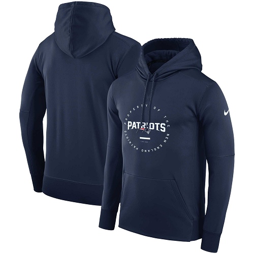 Men's New England Patriots Navy Sideline Property Of Wordmark Logo Performance Pullover Hoodie cheap jerseys for sale - CheapJerseys.Shop