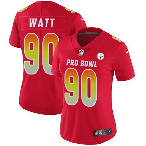 Steelers #90 T. J. Watt Red Women's Stitched Limited AFC 2019 Pro Bowl Jersey cheap jerseys for sale - CheapJerseys.Shop