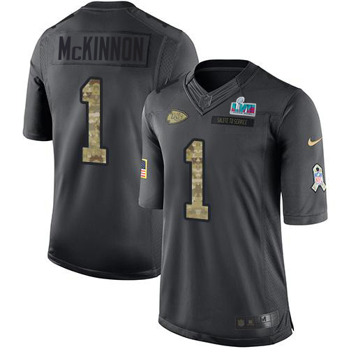 Chiefs #1 Jerick McKinnon Black Super Bowl LVII Patch Youth Stitched Limited 2016 Salute To Service Jersey cheap jerseys for sale - CheapJerseys.Shop