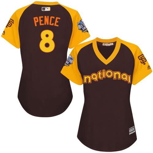 San Francisco Giants #8 Hunter Pence Brown 2016 All-Star National League Women's Stitched Jersey Womens cheap jerseys for sale - CheapJerseys.Shop