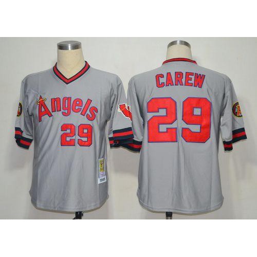 Mitchell And Ness 1985 Los Angeles Angels of Anaheim #29 Rod Carew Grey Stitched Throwback Jersey Men's cheap jerseys for sale - CheapJerseys.Shop