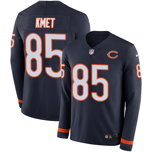 Chicago Bears #85 Cole Kmet Navy Blue Team Color Men's Stitched Limited Therma Long Sleeve Jersey Men's cheap jerseys for sale - CheapJerseys.Shop